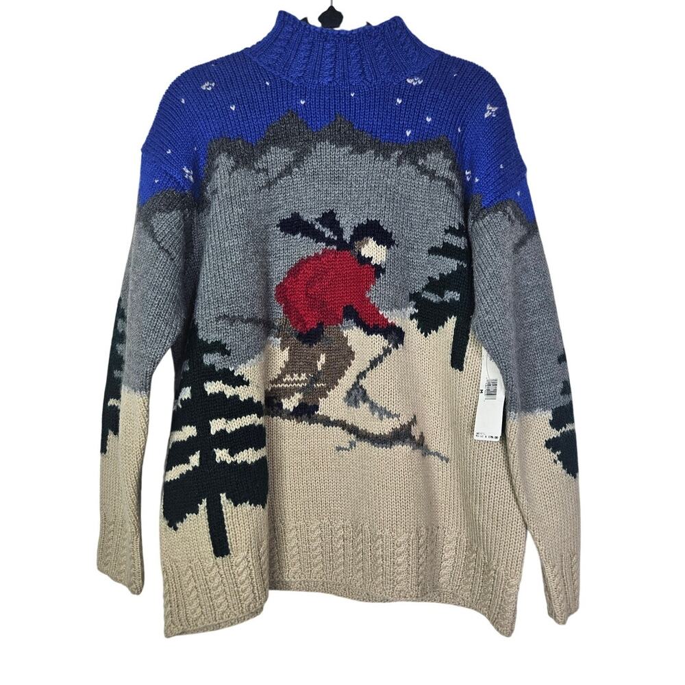 Deadstock Vintage 90s Lauren Ralph Lauren M Wool Ski Skiier Sweater Handknit